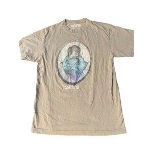 Lunazul Sayulita Graphic T Shirt 100% Cotton Crew Neck Gray Bearded Man Sz S